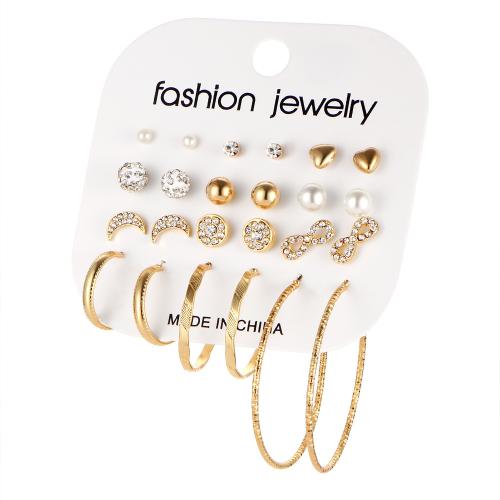 Zinklegierung Ohrring-Set, mit Harz & Kunststoff Perlen, plattiert, verschiedene Stile für Wahl & für Frau, earring length 3-50mm, verkauft von setzen
