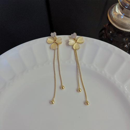 Brass Drop Earring, with Resin, plated & for woman & with rhinestone, earring length 60-180mm 