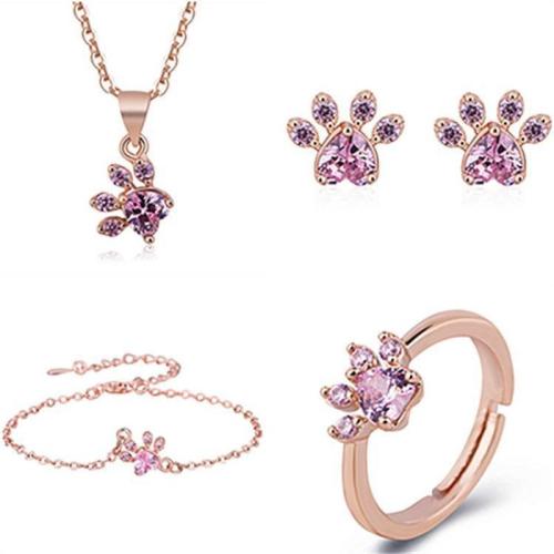 Cupronickel Jewelry Set, Claw, rose gold color plated & for woman & with rhinestone 