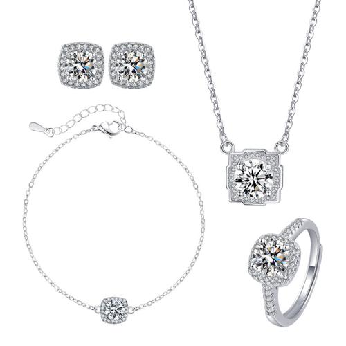 Cubic Zirconia Micro Pave Brass Jewelry Sets, Geometrical Pattern, platinum color plated & micro pave cubic zirconia & for woman 