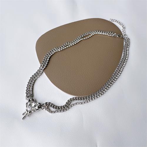 Titanium Steel Jewelry Necklace, with Crystal, with 6cm extender chain, fashion jewelry & for woman Approx 40 cm 