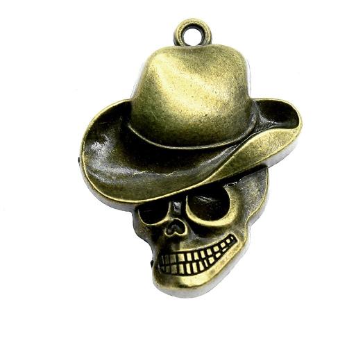 Pendentifs crâne en alliage de zinc, crane, Plaqué de couleur de bronze antique, Vintage & bijoux de mode & DIY Vendu par PC
