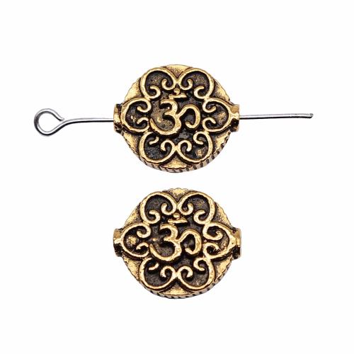 Zinc Alloy Flat Beads, Flat Round, antique gold color plated, vintage & fashion jewelry & DIY 