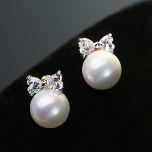 South Sea Shell Stud Earrings, 925 Sterling Silver, with Shell Pearl, fashion jewelry & micro pave cubic zirconia & for woman 