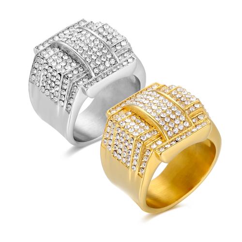 Anilo de dedo de acero inoxidable, acero inoxidable 316, diverso tamaño para la opción & para hombre & con diamantes de imitación, más colores para la opción, Vendido por UD