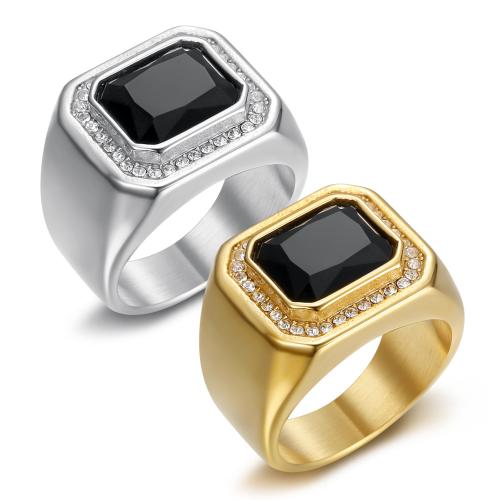 Нержавеющая сталь Rhinestone палец кольцо, Нержавеющая сталь 316, разный размер для выбора & Мужский & со стразами, Много цветов для выбора, продается PC