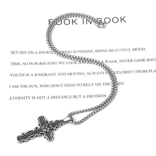 Edelstahl Schmuck Halskette, 304 Edelstahl, Kreuz, unterschiedliche Länge der Wahl & unisex & verschiedene Stile für Wahl, 27x48mm, verkauft von PC
