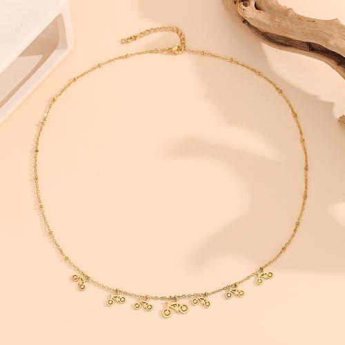 Stainless Steel Jewelry Necklace, 304 Stainless Steel, with 5cm extender chain, Bike, 18K gold plated, fashion jewelry & for woman, golden Approx 45 cm 