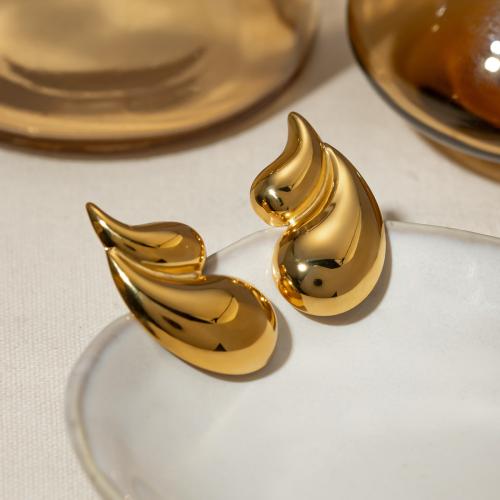 Edelstahl Stud Ohrring, 304 Edelstahl, plattiert, Modeschmuck, goldfarben, 22x35mm, verkauft von Paar