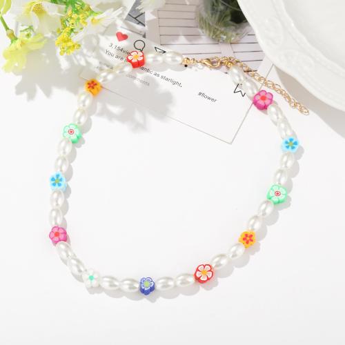 Fashion Match Jewelry Necklace, Zinc Alloy, with Seedbead & Polymer Clay & Plastic Pearl, plated, fashion jewelry & for woman 