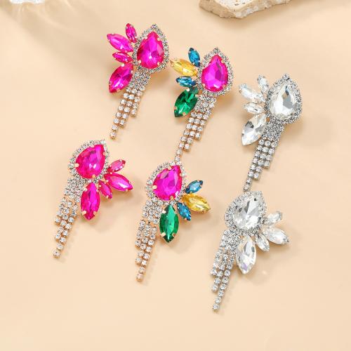 Zinc alliage strass Stud Earring, alliage de zinc, fleur, bijoux de mode & pour femme & avec strass, plus de couleurs à choisir Vendu par paire