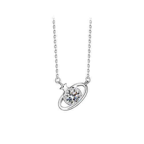 Cubic Zircon Micro Pave Sterling Silver Necklace, 925 Sterling Silver, micro pave cubic zirconia & for woman, platinum color Approx 41-50 cm 