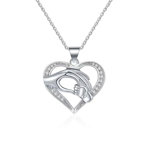 Cubic Zircon Micro Pave Sterling Silver Necklace, 925 Sterling Silver, micro pave cubic zirconia & for woman Approx 41-50 cm 