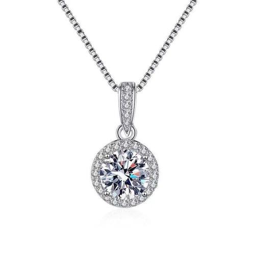 Cubic Zirconia Micro Pave Sterling Silver Necklace, 925 Sterling Silver, with 5CM extender chain, micro pave cubic zirconia & for woman, platinum color Approx 40 cm 