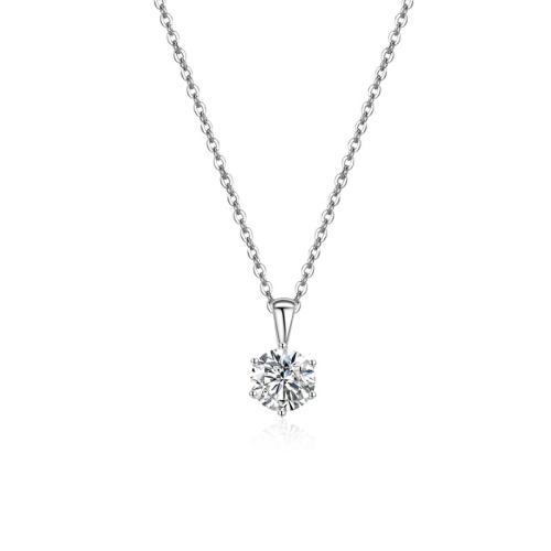 Cubic Zirconia Micro Pave Sterling Silver Necklace, 925 Sterling Silver, micro pave cubic zirconia & for woman, platinum color Approx 45 cm 
