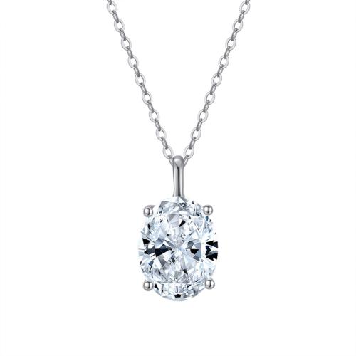 Cubic Zirconia Micro Pave Sterling Silver Necklace, 925 Sterling Silver, with 5CM extender chain, micro pave cubic zirconia & for woman Approx 40 cm 