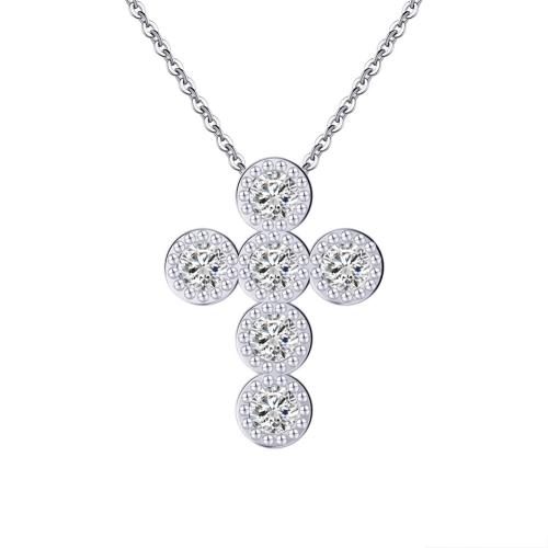 Cubic Zircon Micro Pave Sterling Silver Necklace, 925 Sterling Silver, with 5CM extender chain, Cross, micro pave cubic zirconia & for woman Approx 40 cm 
