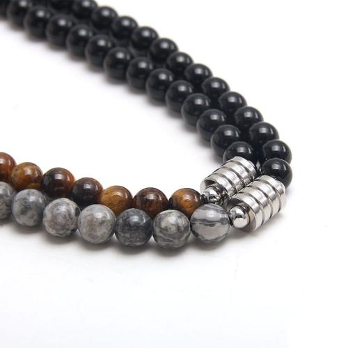 Gemstone Necklaces, Titanium Steel, with Natural Stone, plated & Unisex cm 