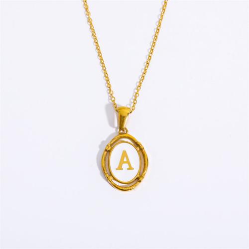 Titanium Steel Jewelry Necklace, with 5cm extender chain, Vacuum Ion Plating & for woman & enamel, golden cm 