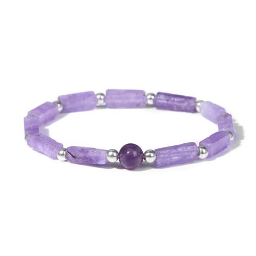 Quartz Bracelets, Zinc Alloy, with Amethyst, handmade, Unisex, purple [