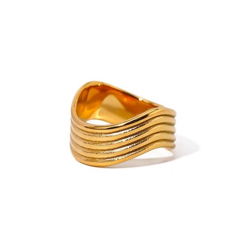 Edelstahl Fingerring, 304 Edelstahl, 18K vergoldet, Modeschmuck & unisex, goldfarben, Größe:7, verkauft von PC