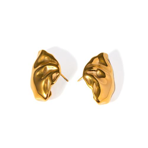 Edelstahl Stud Ohrring, 304 Edelstahl, 18K vergoldet, Modeschmuck & für Frau, goldfarben, 19x29mm, verkauft von Paar