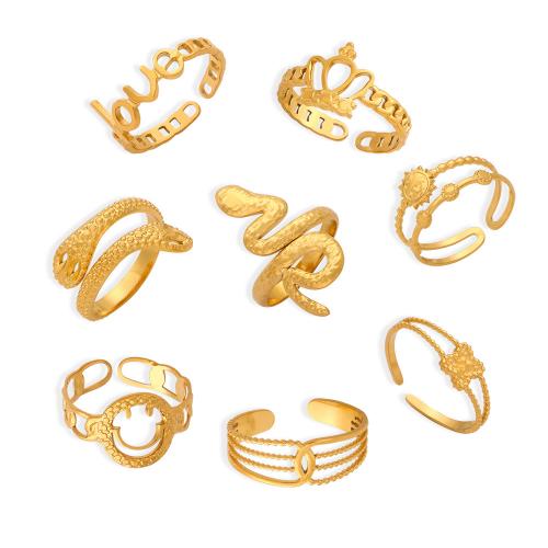 Anillo de dedo de acero Titanium de, Partículas de acero, Joyería & diferentes estilos para la opción & para mujer, dorado, tamaño:7, Vendido por UD