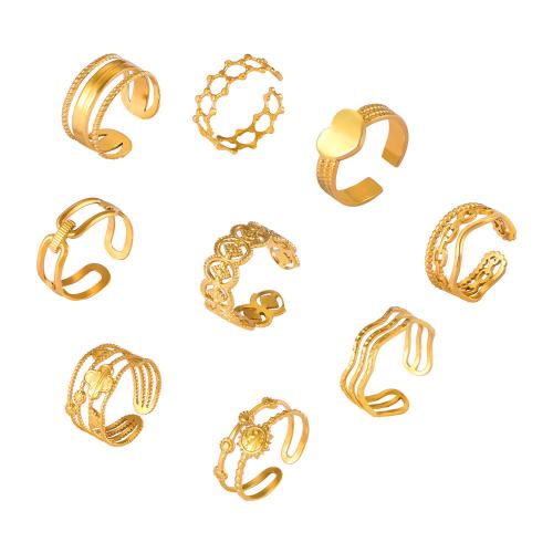 Anillo de dedo de acero Titanium de, Partículas de acero, Joyería & diferentes estilos para la opción & para mujer, dorado, Vendido por UD