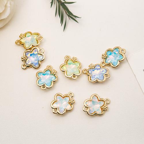 Flower Zinc Alloy Connector, plated, DIY & micro pave cubic zirconia & 1/1 loop, mixed colors 