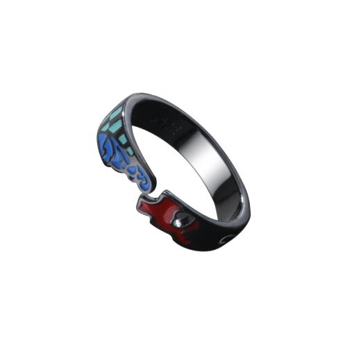 Палец кольцо-латунь, Латунь, Другое покрытие, Мужская & Эпоксидная стикер, черный, продается PC
