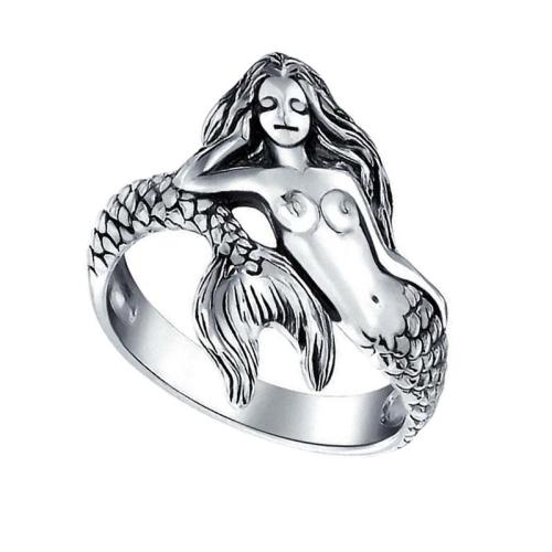 Brass Finger Ring, Mermaid, plated, for man, original color 