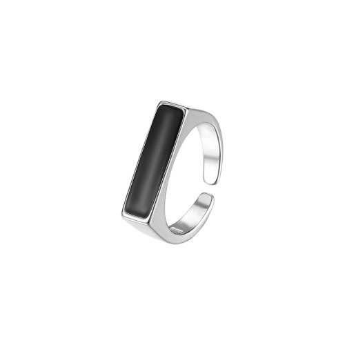 Палец кольцо-латунь, Латунь, Другое покрытие, Женский & Эпоксидная стикер, серебряный, продается PC