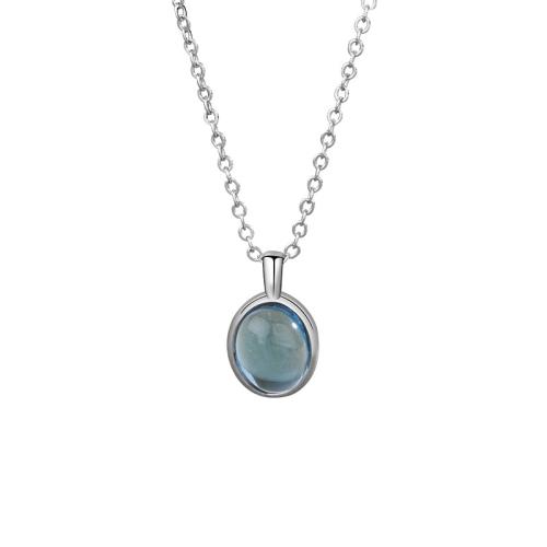 Sea Opal Necklace, Brass, with Moonstone, with 5CM extender chain, plated, for woman, platinum color Approx 40 cm [