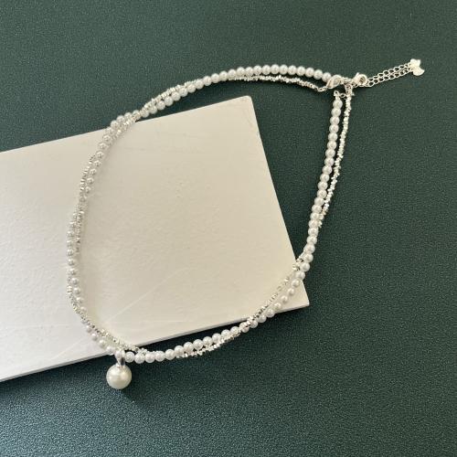 Südsee Muschel Halskette, Messing, mit Muschelkern, plattiert, verschiedene Stile für Wahl & für Frau, keine, Länge:ca. 41-50 cm, verkauft von PC