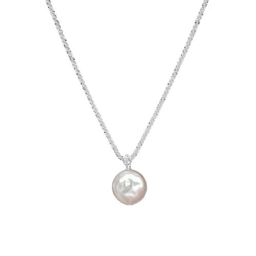 Ожерелье из ракушки Южного моря, Латунь, с Shell Pearl, с 5cm наполнитель цепи, Другое покрытие, Женский, серебряный, длина:40 см, продается PC