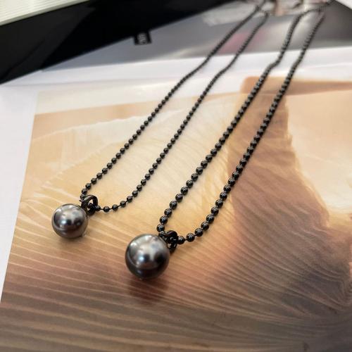 Ожерелье из ракушки Южного моря, Латунь, с Shell Pearl, Другое покрытие, разный размер для выбора & разные стили для выбора & Женский, Массовая доля свинца черный, продается PC