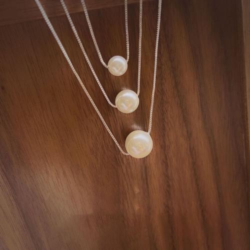 Ожерелье из ракушки Южного моря, титан, с Shell Pearl, Другое покрытие, разный размер для выбора & Женский, серебряный, длина:40 см, продается PC