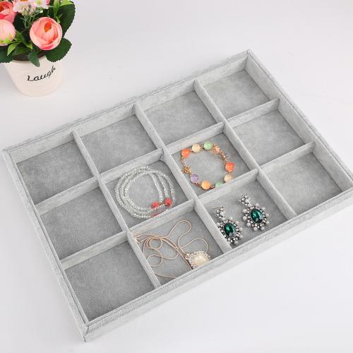 Velveteen Multi Purpose Jewelry Display, with Middle Density Fibreboard, Rectangle grey [
