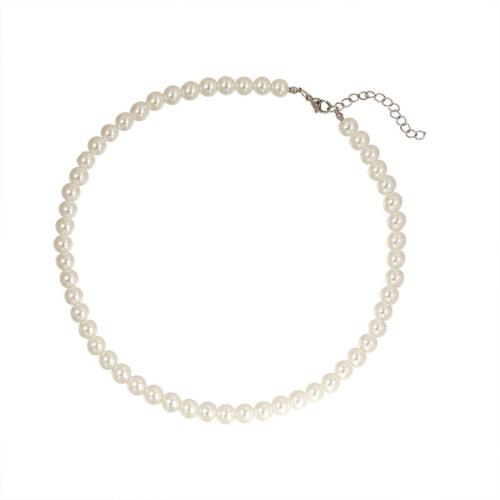 Collier de perles en plastique, perle de plastique, avec 6cm chaînes de rallonge, fait à la main, bijoux de mode & normes différentes pour le choix & pour femme, blanc Environ 38 cm, Vendu par PC