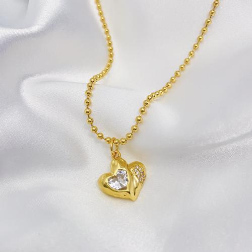 Cubic Zircon Micro Pave Brass Necklace, with 5cm extender chain, 18K gold plated, fashion jewelry & micro pave cubic zirconia & for woman, golden Approx 40 cm 