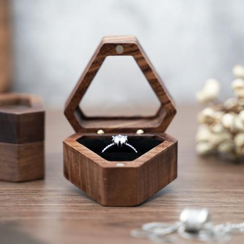 Wood Single Ring Box, with Velveteen, portable [