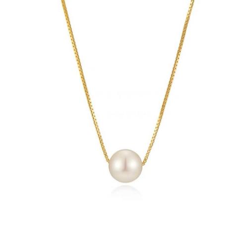 Brass Jewelry Necklace, Plastic Pearl, with brass chain, with 5cm extender chain, plated, fashion jewelry & for woman Approx 40 cm 