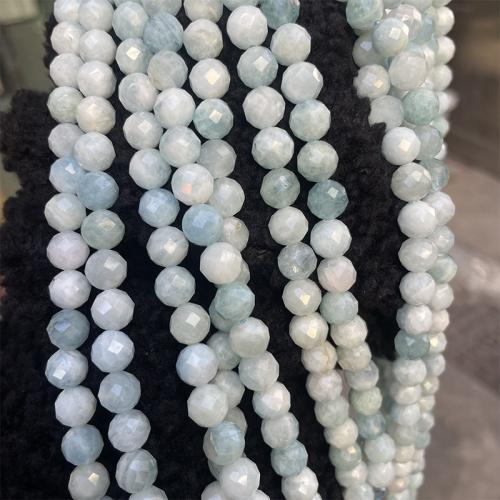 Aquamarine Beads, Round, fashion jewelry & DIY & faceted, light blue Approx 38 cm 