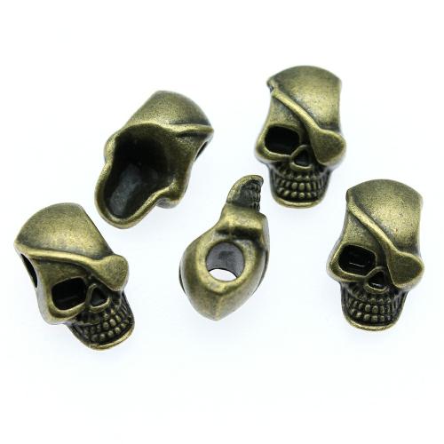 Zinc Alloy Large Hole Beads, Skull, antique bronze color plated, vintage & fashion jewelry & DIY [