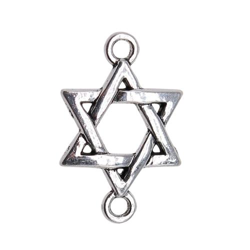 Zinc Alloy Charm Connector, Hexagram, antique silver color plated, vintage & fashion jewelry & DIY & 1/1 loop & hollow 