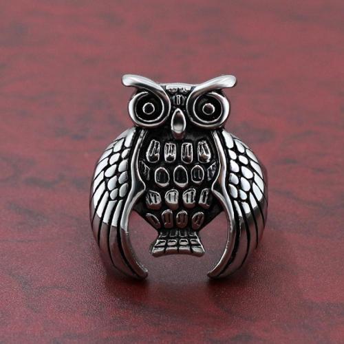 Titanium Steel Finger Ring, Owl, polished, fashion jewelry & for man 