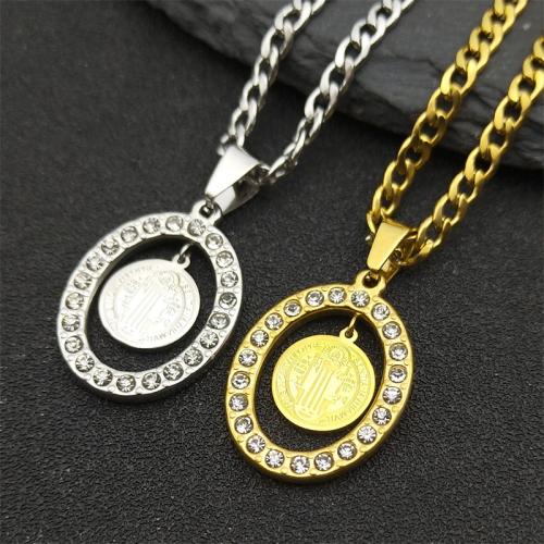 Stainless Steel Jewelry Necklace, 304 Stainless Steel, with 5cm extender chain, polished, fashion jewelry & Unisex & with rhinestone Approx 50 cm 