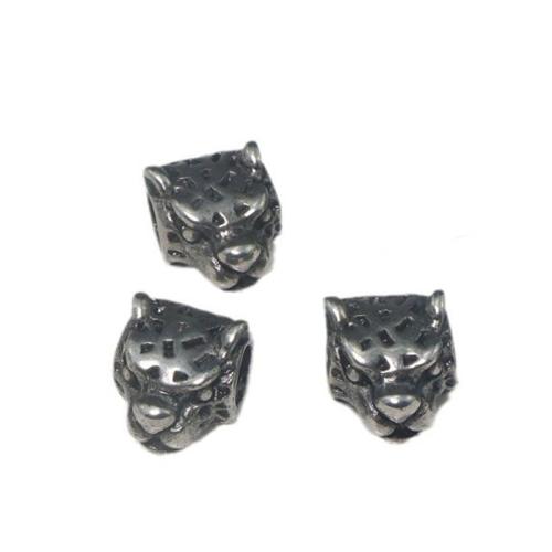 Stainless Steel Large Hole Beads, 304 Stainless Steel, Leopard, DIY, original color 