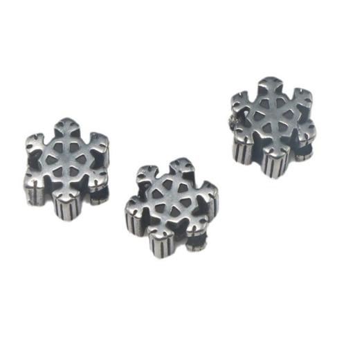 Stainless Steel Large Hole Beads, 304 Stainless Steel, Snowflake, DIY, original color Approx 4mm [