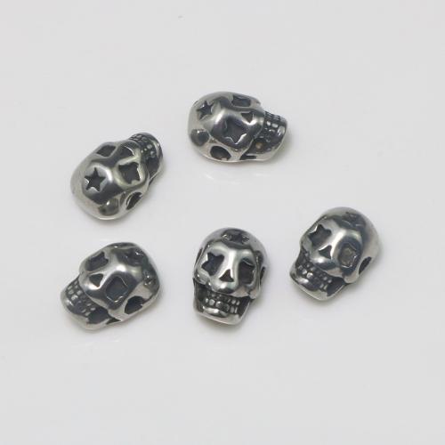 Stainless Steel Beads, 304 Stainless Steel, Skull, DIY, original color 